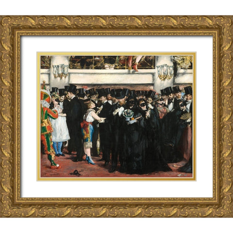 Masked Ball at the Opera Gold Ornate Wood Framed Art Print with Double Matting by Manet, Edouard