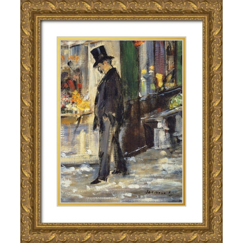 Promeneur Gold Ornate Wood Framed Art Print with Double Matting by Manet, Edouard