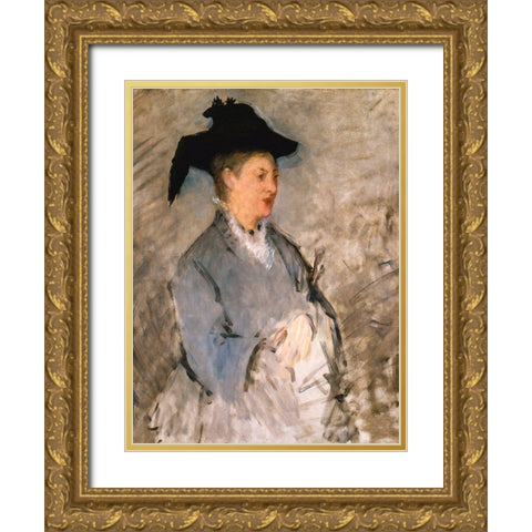 Madame Edouard ManetÂ  Gold Ornate Wood Framed Art Print with Double Matting by Manet, Edouard