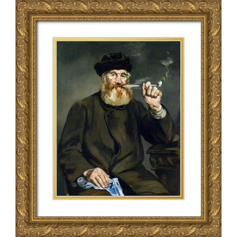 The Smoker Gold Ornate Wood Framed Art Print with Double Matting by Manet, Edouard