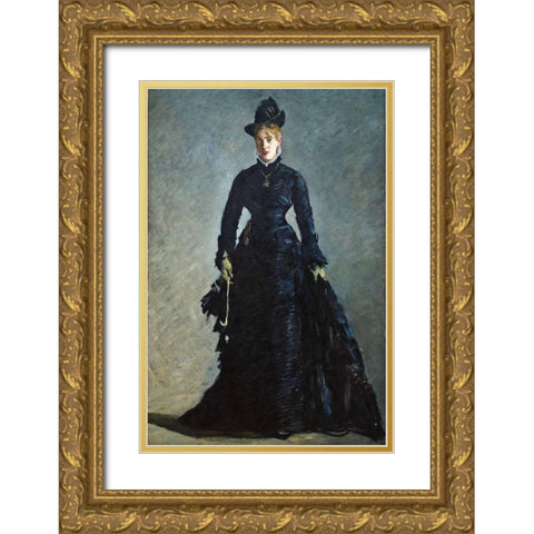A Parisian Lady Gold Ornate Wood Framed Art Print with Double Matting by Manet, Edouard