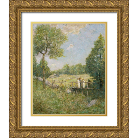 The Fishing Party Gold Ornate Wood Framed Art Print with Double Matting by Weir, J Alden