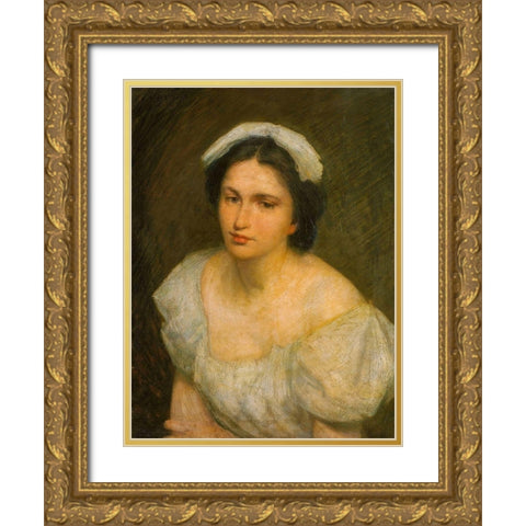 An Alsatian Girl Gold Ornate Wood Framed Art Print with Double Matting by Weir, J Alden