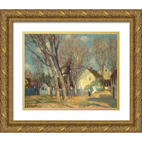 Windham Village Gold Ornate Wood Framed Art Print with Double Matting by Weir, J Alden