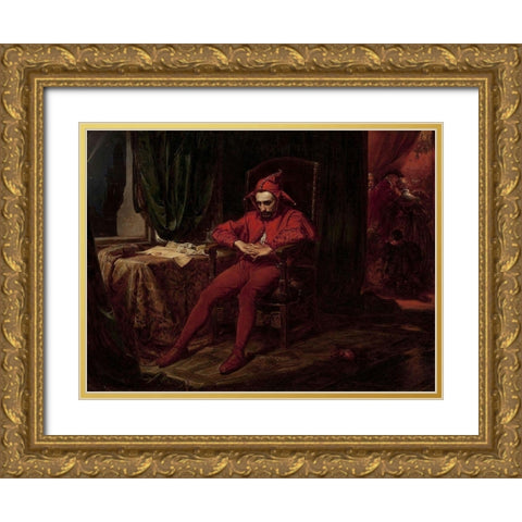 Stanczyk Gold Ornate Wood Framed Art Print with Double Matting by Matejko, Jan