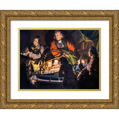 The Orrery Gold Ornate Wood Framed Art Print with Double Matting by Wright, Joseph