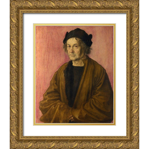 The Painters Father Gold Ornate Wood Framed Art Print with Double Matting by Durer, Albrecht