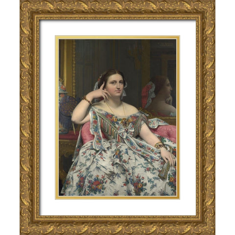 Madame Moitessier Gold Ornate Wood Framed Art Print with Double Matting by Ingres, Dominique
