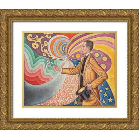 Portrait of M.Â Felix FeneonÂ  Gold Ornate Wood Framed Art Print with Double Matting by Signac, Paul