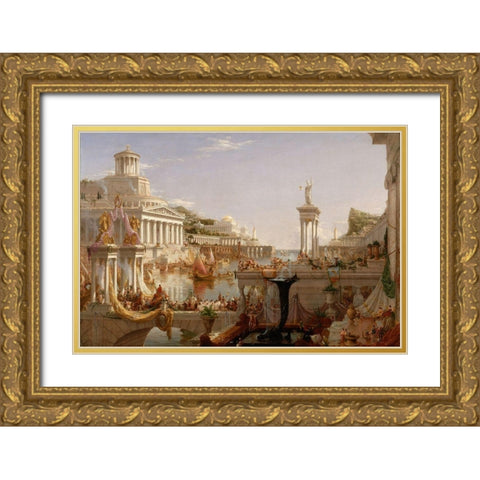 The Consummation The Course of the Empire Gold Ornate Wood Framed Art Print with Double Matting by Cole, Thomas