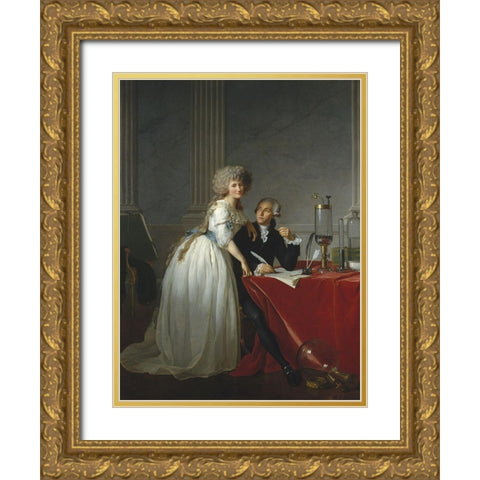 Portrait ofÂ Monsieur de LavoisierÂ and his Wife Gold Ornate Wood Framed Art Print with Double Matting by David, Jacques-Louis