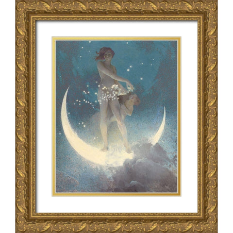 Spring Scattering Stars Gold Ornate Wood Framed Art Print with Double Matting by Blashfield, Edwin