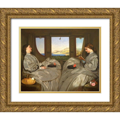 The Travelling Companions Gold Ornate Wood Framed Art Print with Double Matting by Egg, Augustus
