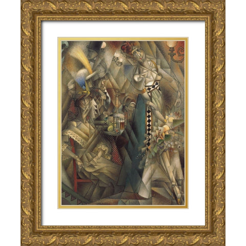 Dancer in a Cafe Gold Ornate Wood Framed Art Print with Double Matting by Metzinger, Jean