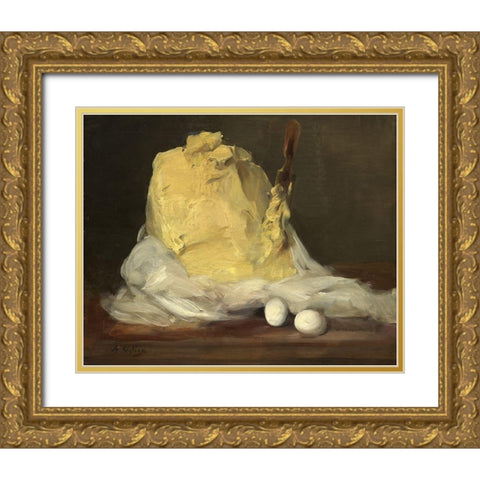 Mound of Butter Gold Ornate Wood Framed Art Print with Double Matting by Vollon, Antoine
