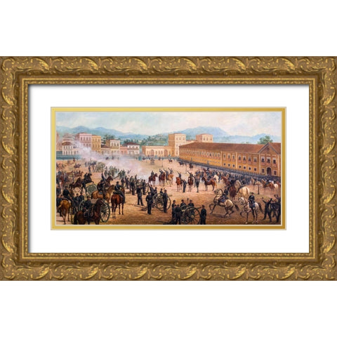 Proclamation of the Republic Gold Ornate Wood Framed Art Print with Double Matting by Calixto, Benedito