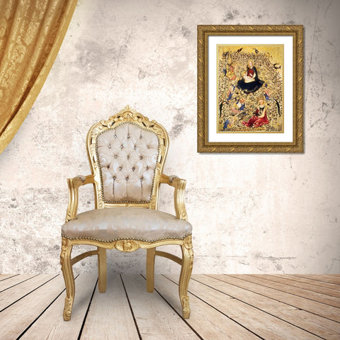 Madonna of the Rose Garden Gold Ornate Wood Framed Art Print with Double Matting by Unknown