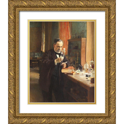 Louis Pasteur Gold Ornate Wood Framed Art Print with Double Matting by Edelfelt, Albert