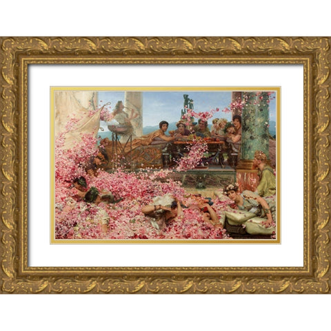 The Roses of Heliogabalus Gold Ornate Wood Framed Art Print with Double Matting by Alma-Tadema, Sir Lawrence