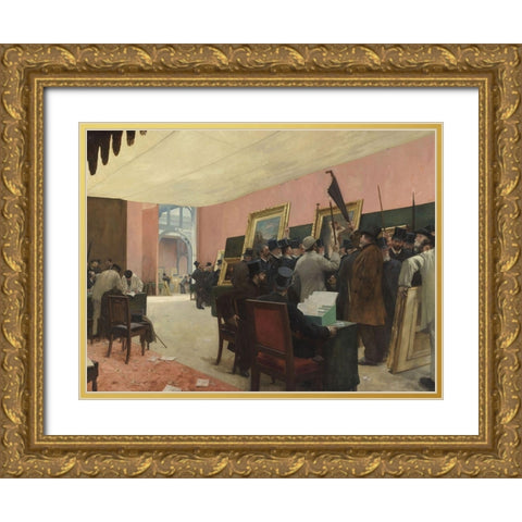A Session of the Painting Jury Gold Ornate Wood Framed Art Print with Double Matting by Gervex, Henri