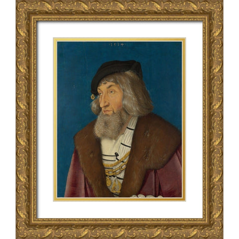 Portrait of a Man Gold Ornate Wood Framed Art Print with Double Matting by Baldung, Hans
