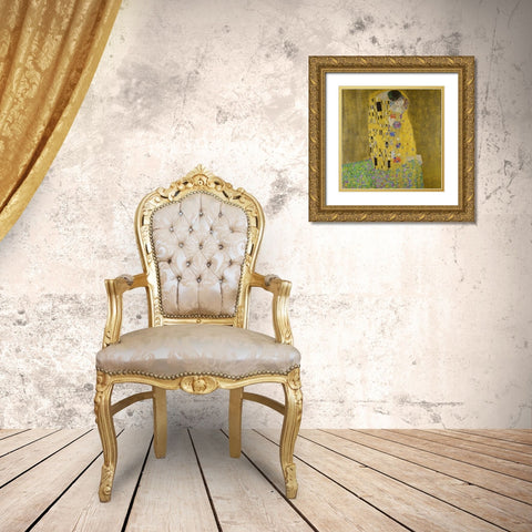 The Kiss Gold Ornate Wood Framed Art Print with Double Matting by Klimt, Gustav