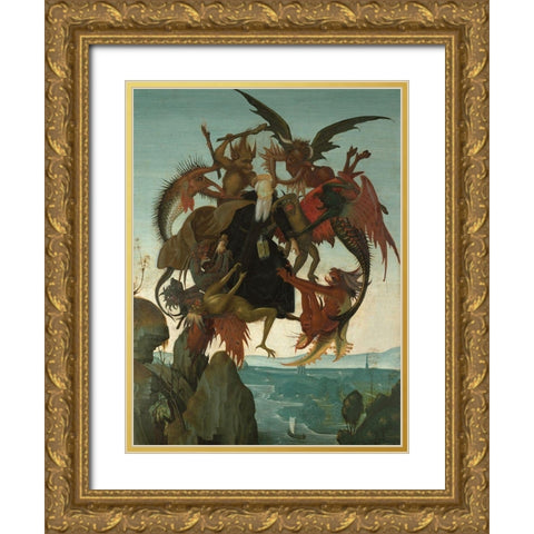 The Torment of Saint Anthony Gold Ornate Wood Framed Art Print with Double Matting by Michelangelo