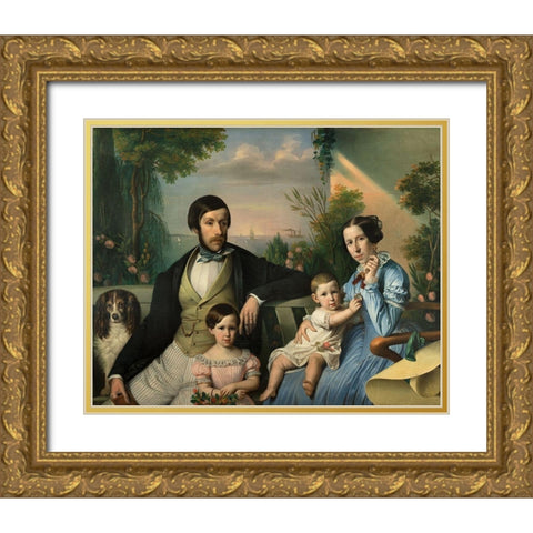 Pietro Stanislao Parisi with Family Gold Ornate Wood Framed Art Print with Double Matting by Tominz, Giuseppe