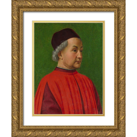 Portrait of a Man Gold Ornate Wood Framed Art Print with Double Matting by Ghirlandaio, Domenico