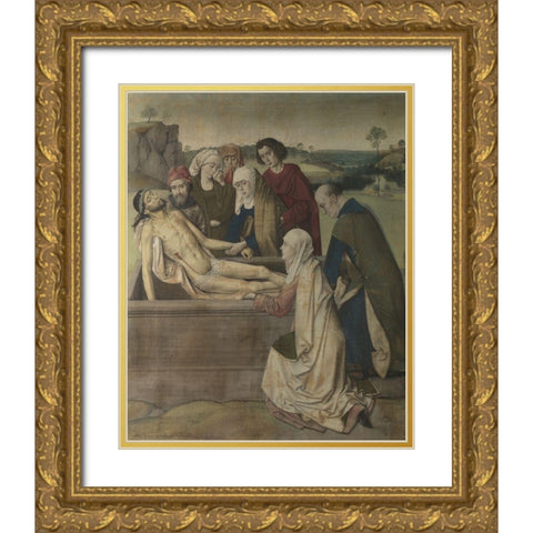 The Entombment Gold Ornate Wood Framed Art Print with Double Matting by Bouts, Dieric