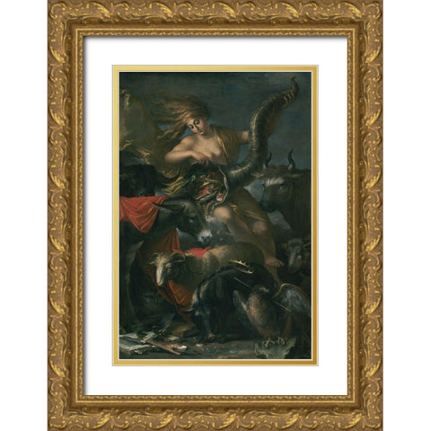 Allegory of Fortune Gold Ornate Wood Framed Art Print with Double Matting by Rosa, Salvator