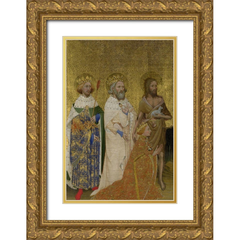Wilton Diptych, left panel Gold Ornate Wood Framed Art Print with Double Matting by Unknown