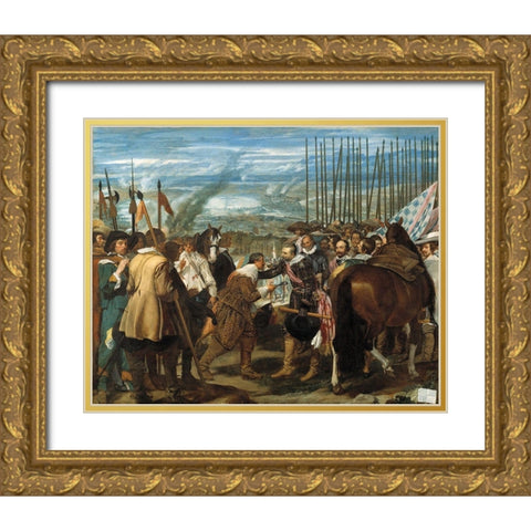 The Surrender of Breda Gold Ornate Wood Framed Art Print with Double Matting by Velazquez, Diego