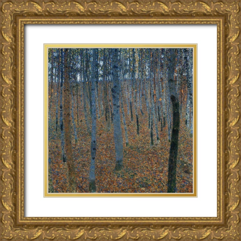 Beech Grove I Gold Ornate Wood Framed Art Print with Double Matting by Klimt, Gustav