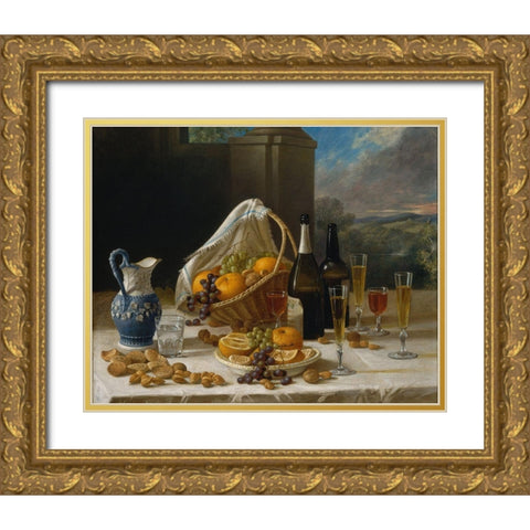 Luncheon Still Life Gold Ornate Wood Framed Art Print with Double Matting by Francis, John F