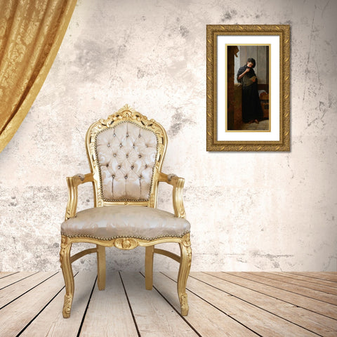 Longing at Saudade Gold Ornate Wood Framed Art Print with Double Matting by de Almeida Junior, Jose Ferraz