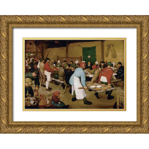 The Peasant Wedding Gold Ornate Wood Framed Art Print with Double Matting by Bruegel the Elder, Pieter