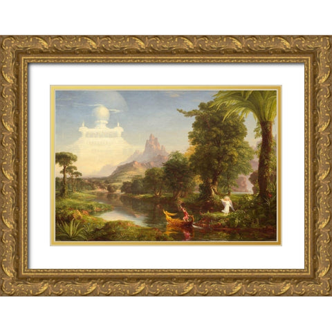The Voyage of Life Youth Gold Ornate Wood Framed Art Print with Double Matting by Cole, Thomas