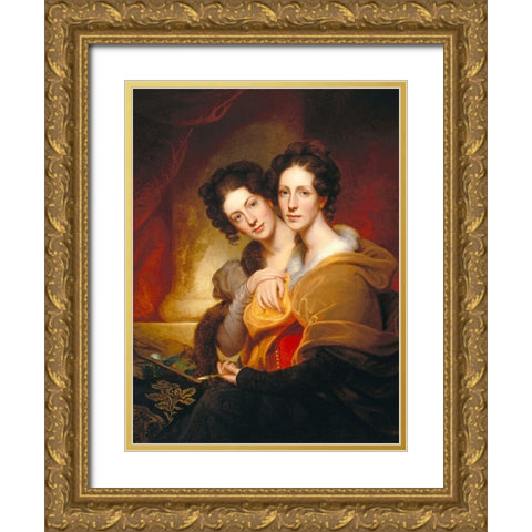 The Sisters Eleanor and Rosalba Peale Gold Ornate Wood Framed Art Print with Double Matting by Peale, Rembrandt