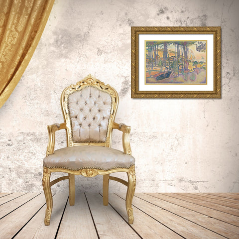 The Evening Air Gold Ornate Wood Framed Art Print with Double Matting by Cross, Henri-Edmond