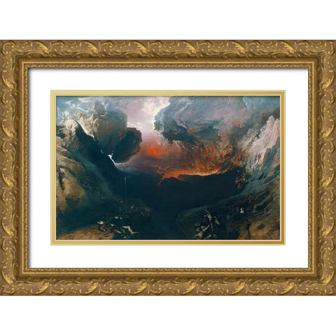 The Great Day of His Wrath Gold Ornate Wood Framed Art Print with Double Matting by Martin, John