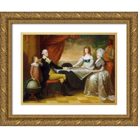 The Washington Family Gold Ornate Wood Framed Art Print with Double Matting by Savage, Edward