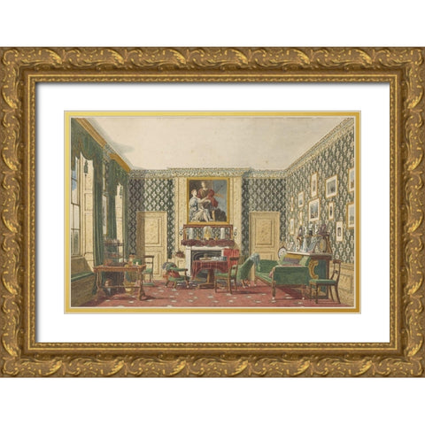 An Interior Gold Ornate Wood Framed Art Print with Double Matting by Best, Mary Ellen