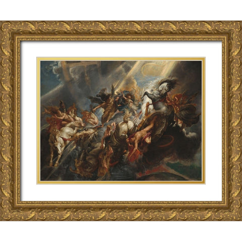 The Fall of Phaeton Gold Ornate Wood Framed Art Print with Double Matting by Rubens, Peter Paul