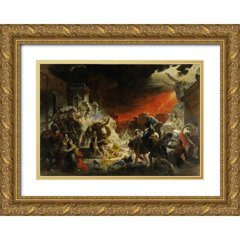 The Last Day of Pompeii Gold Ornate Wood Framed Art Print with Double Matting by Bryullov, Karl