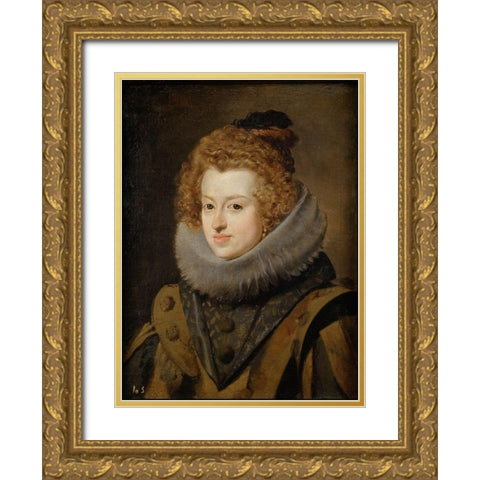 Portrait of Maria Anna Gold Ornate Wood Framed Art Print with Double Matting by Valazquez, Diego