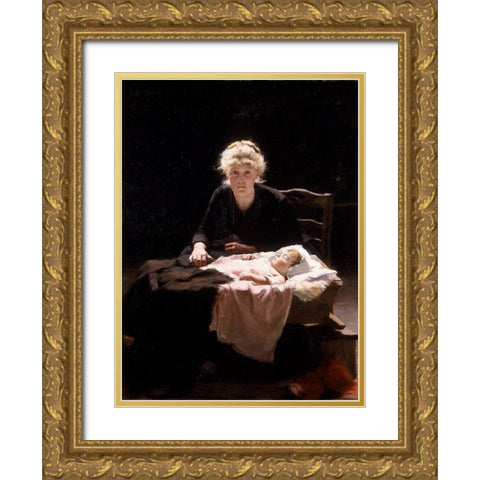 Fantine Gold Ornate Wood Framed Art Print with Double Matting by Hall, Margaret Bernadine