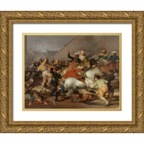 The Second of May 1808 Gold Ornate Wood Framed Art Print with Double Matting by Goya, Francisco