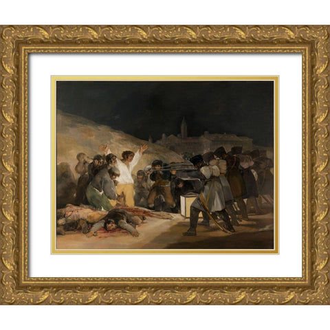 The Third of May 1808 Gold Ornate Wood Framed Art Print with Double Matting by Valazquez, Diego
