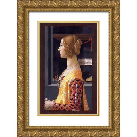 Portrait of Giovanna Tornabuoni Gold Ornate Wood Framed Art Print with Double Matting by Ghirlandaio, Domenico